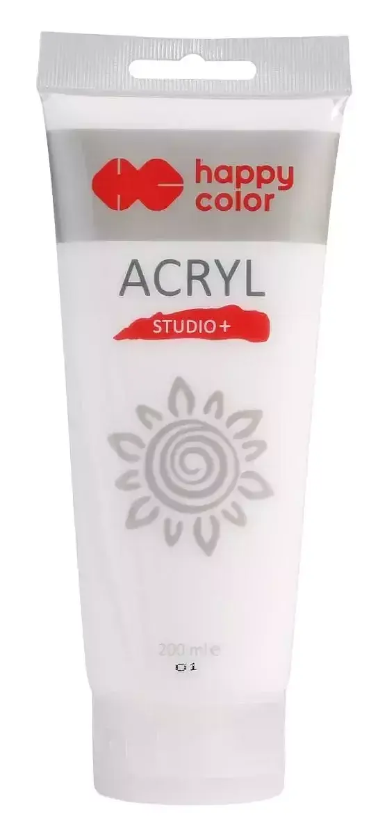 Farba akrylowa studio 200 ml biel cynkowa happy color