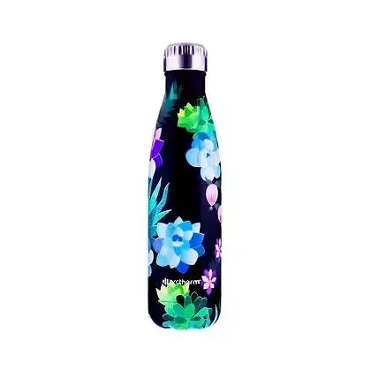 Butelka termiczna czarna ze wzorem kwiatowym 500ml