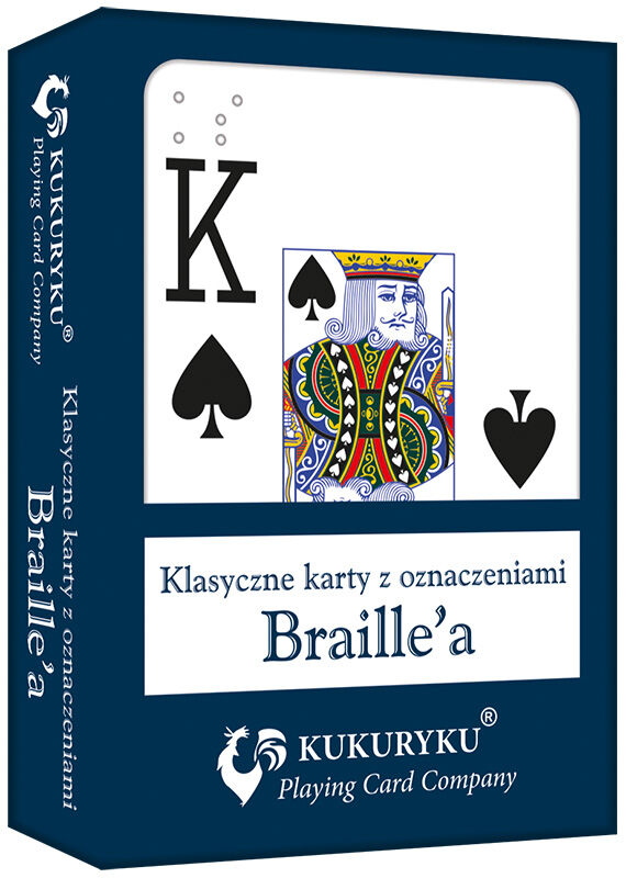 Karty do gry niebieskie ze znakami Braille"a