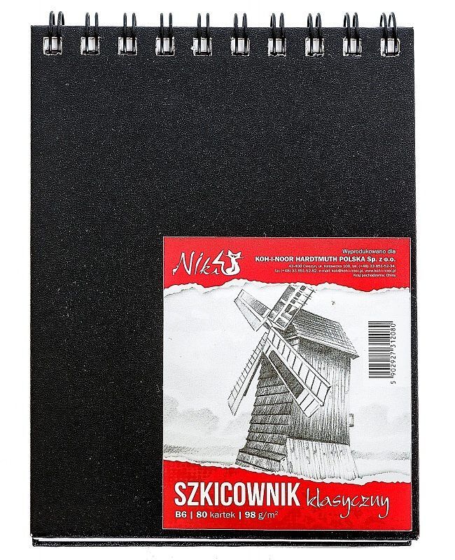 Szkicownik koh-i-noor klasyczny b6 98g 80 kartek spirala po krótkim boku