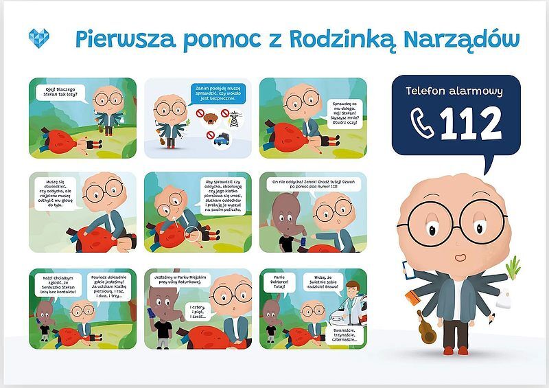 Plakat edukacyjny dla dziecka pierwsza pomoc format a2