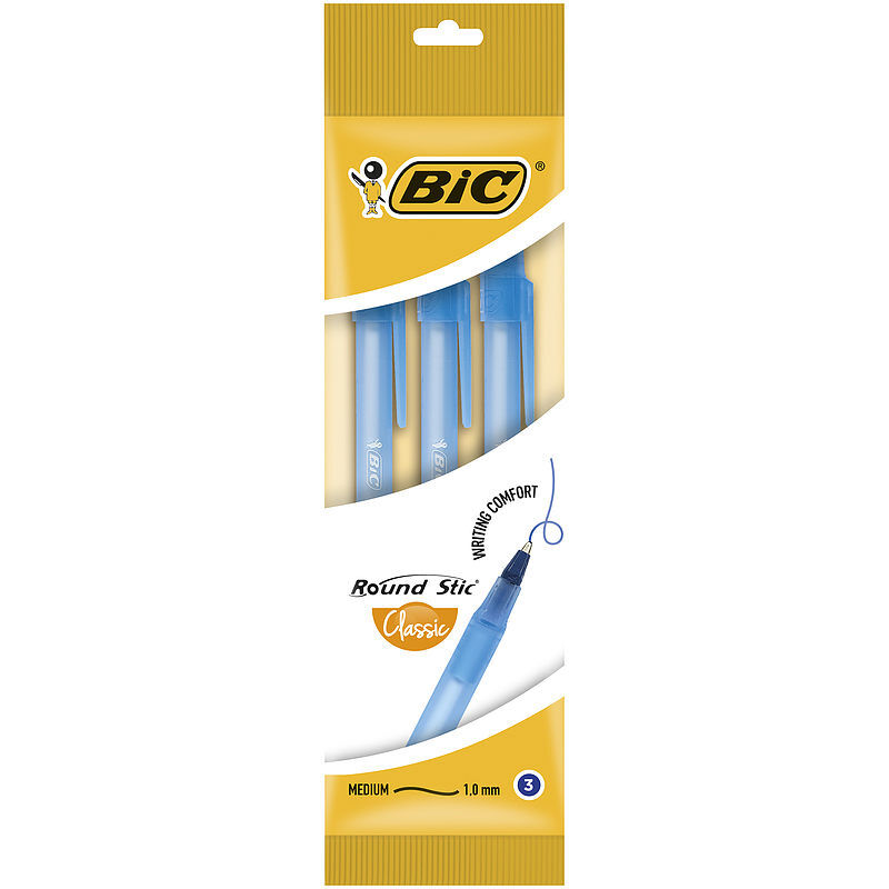 Długopis bic round stic classic niebieski pouch 3szt