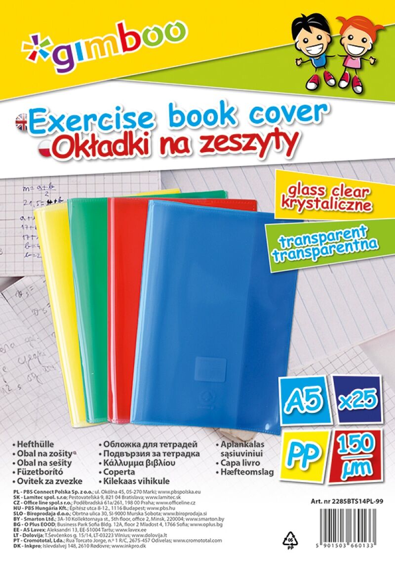 Paczka okładka A5 na zeszyt Gimboo krystaliczna mix kolorów 25 sztuk