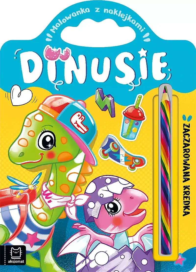 Dinusie. Zaczarowana kredka. Malowanka z naklejkami