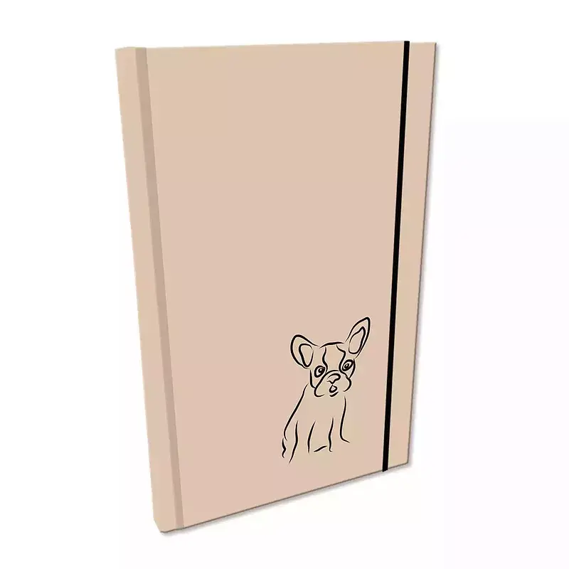 Notes a5 gładki z gumką soft touch lakier uv buldog beż