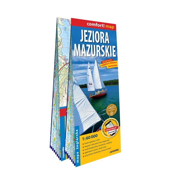 Jeziora Mazurskie mapa turystyczna 1:60 000 laminat 2 części 2023