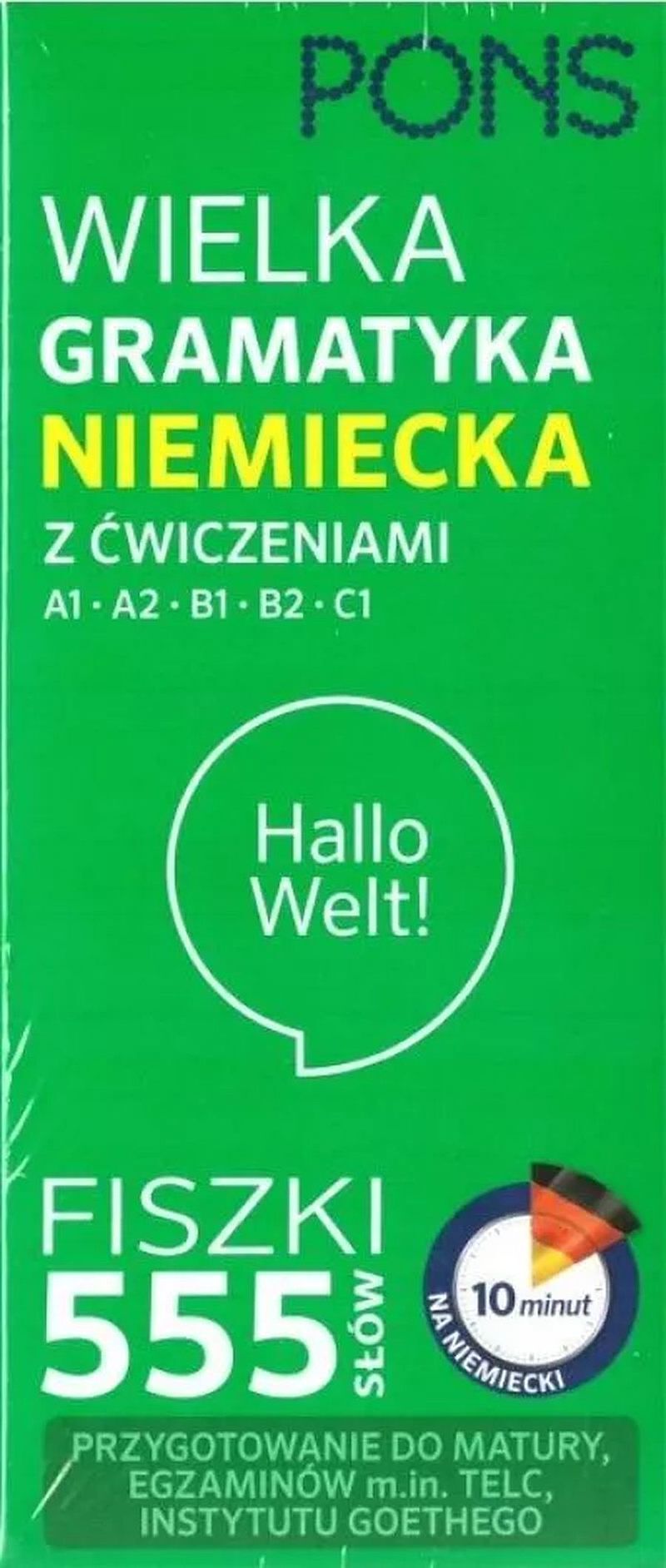 Fiszki 555 wielka gramatyka niemiecka z ćw. A1/c1 w. 2 pons