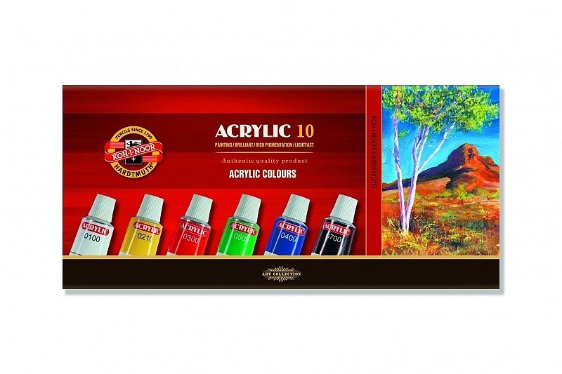 Farby koh-i-noor acrylowe 162703 10 kolorów 16ml