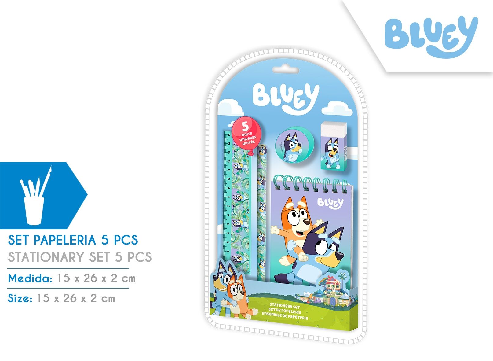 Zestaw piśmienniczy Bluey  5 elementów BY00005