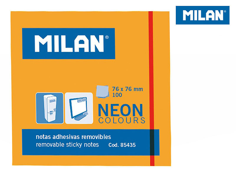Karteczki milan samoprzylepne 76x76 neon pomarańczowe