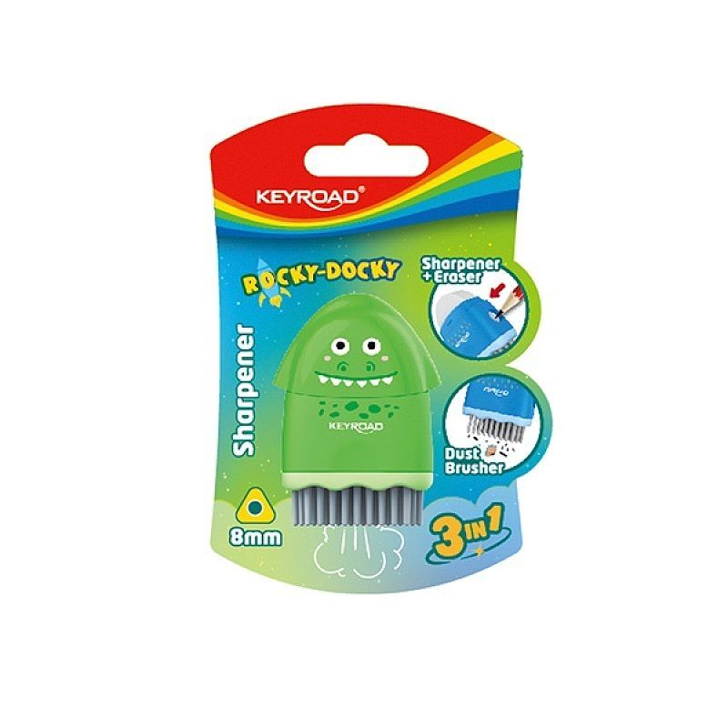 Temperówka plastikowa z gumką keyroad rocky-docky pojedyncza blister