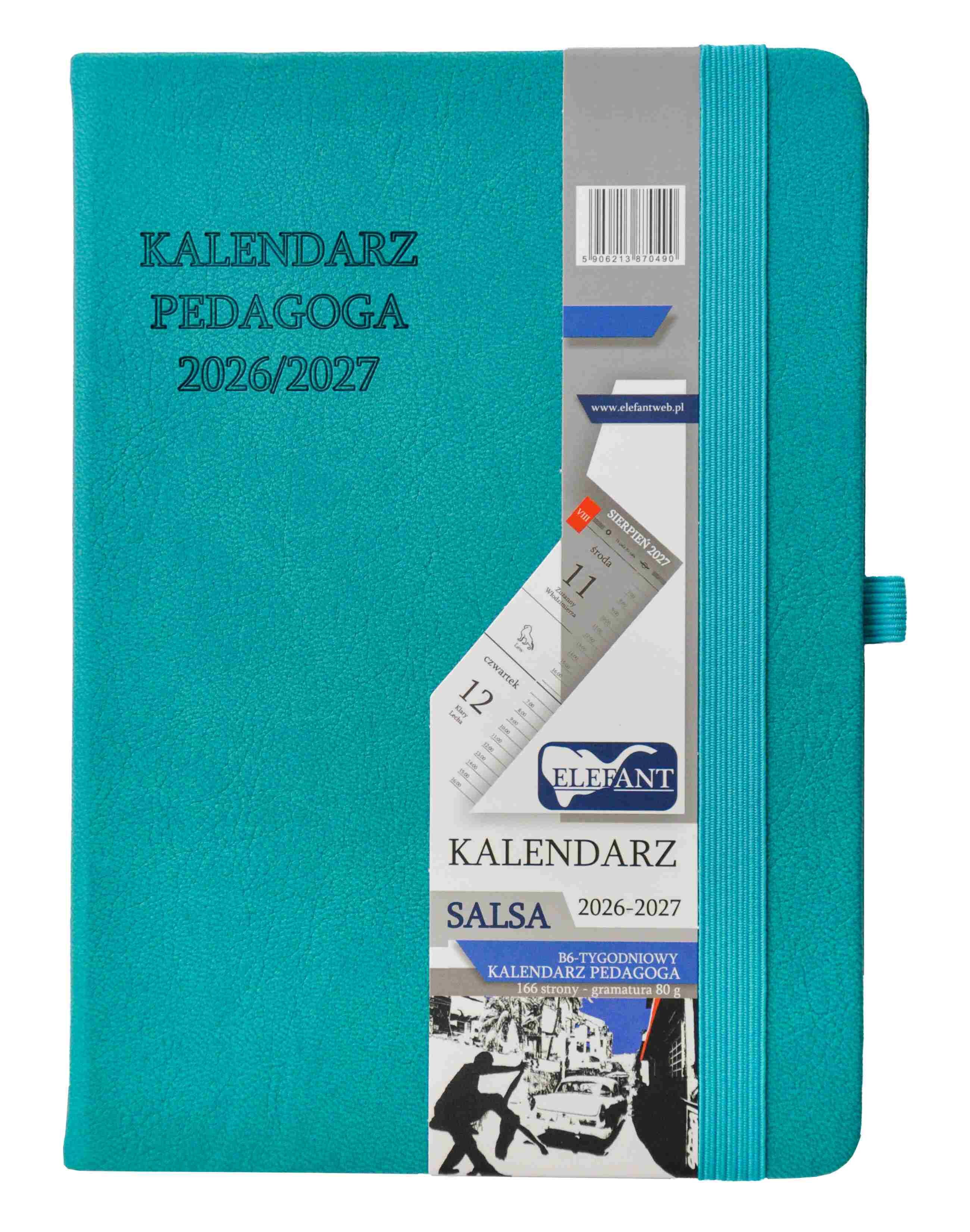 Kalendarz pedagoga 2026/2027 Salsa B6 tygodniowy turkusowy
