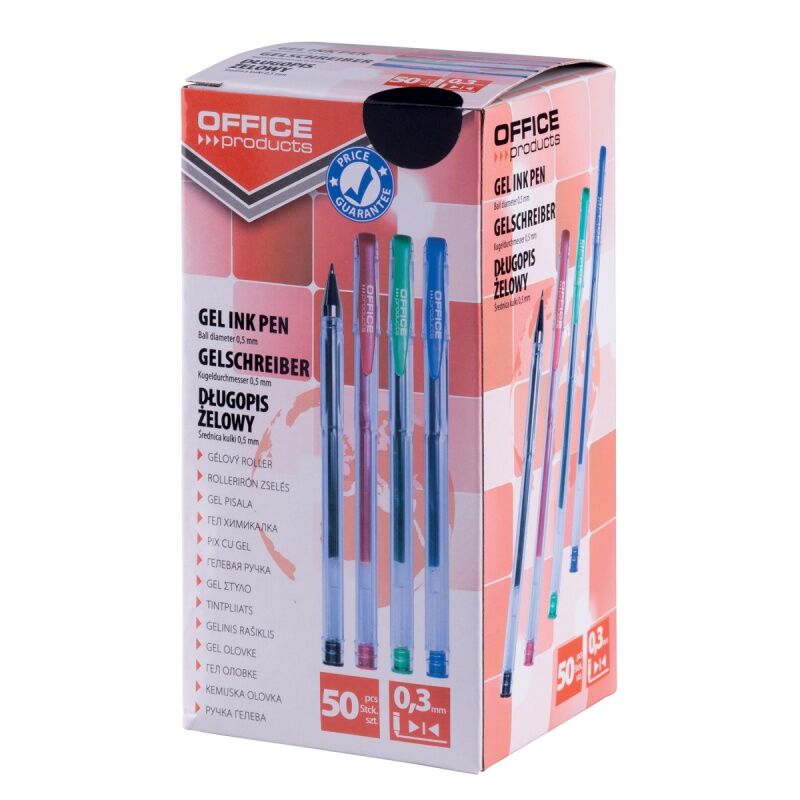 Paczka Długopis żelowy Office Products Classic 0,5mm czarny 50 sztuk
