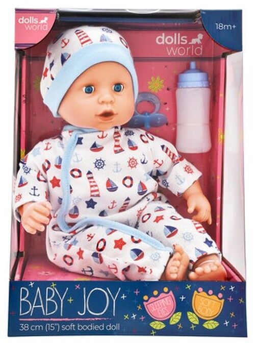 Lalka Baby Joy 38 cm ubranko białe
