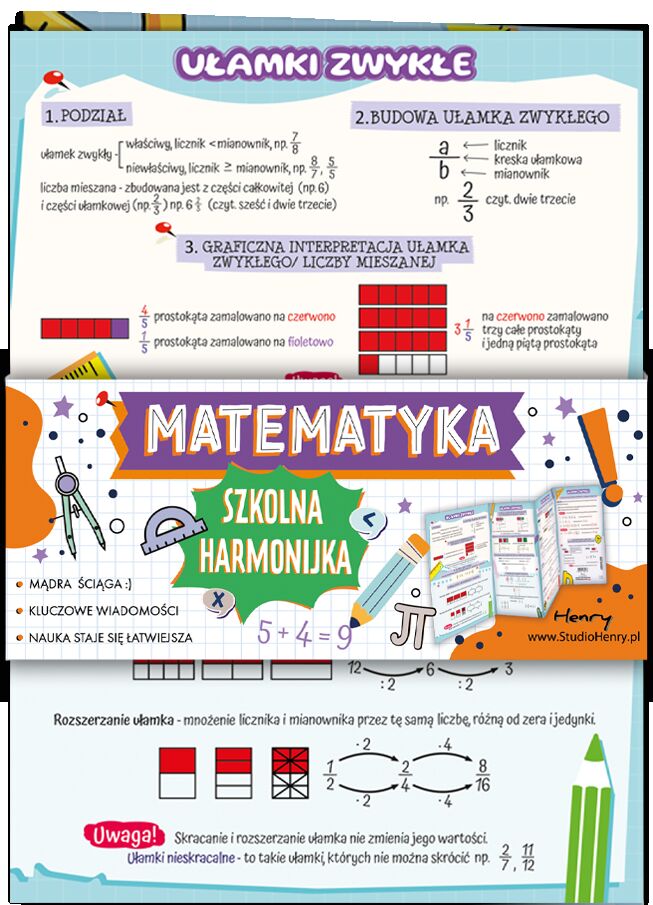 Ściąga Harmonjka Matematyka Ułamki zwykłe i dziesiętne