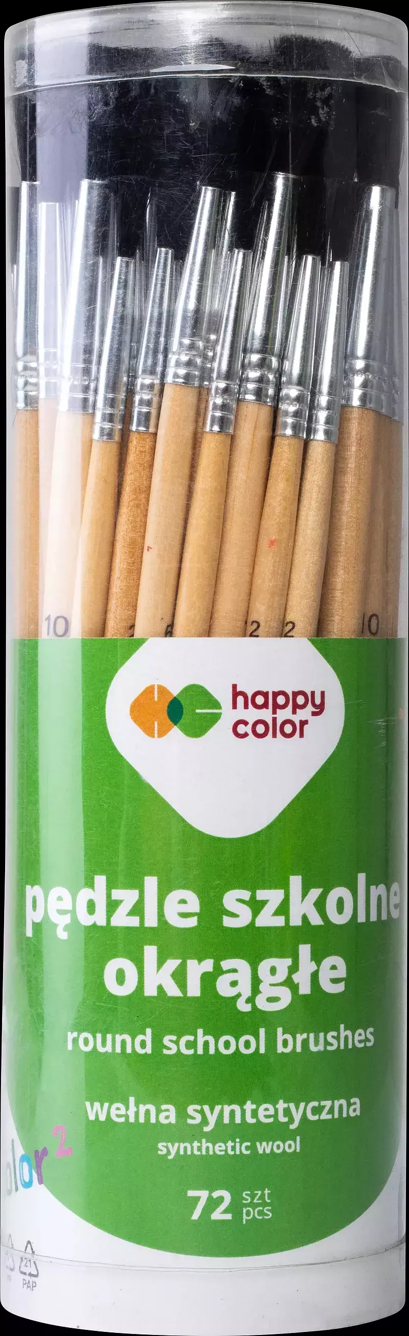 Pędzle okrągłe szkolne syntetyczne okrągłe 2/6/10 happy color mix 72szt