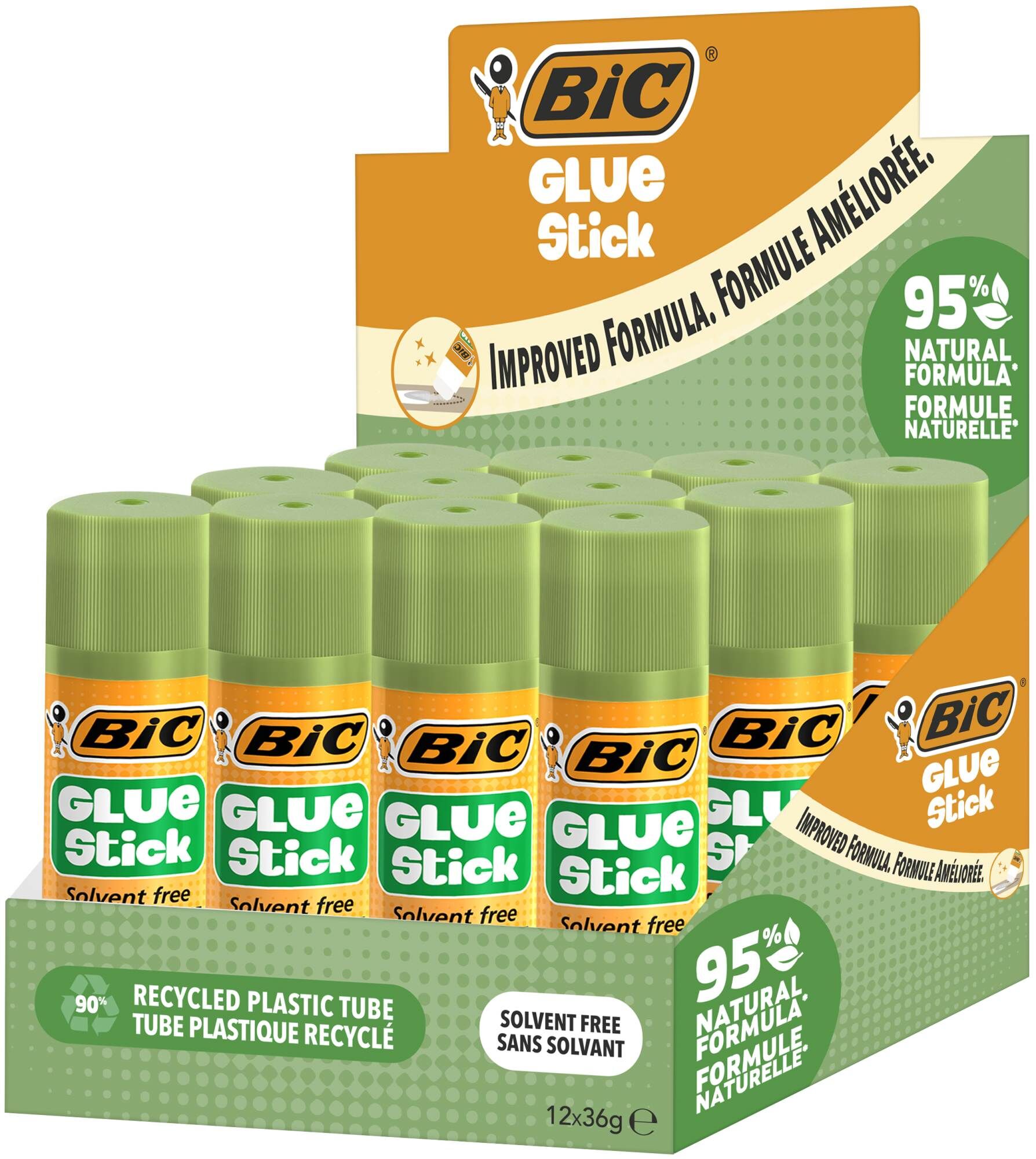 Display Klej BIC Glue Stick 95% ECOlustions 36g 12szt.