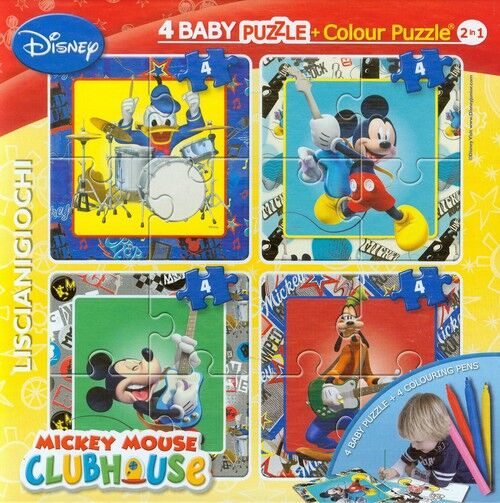 Puzzle Baby 4 Myszka Miki + flamastry