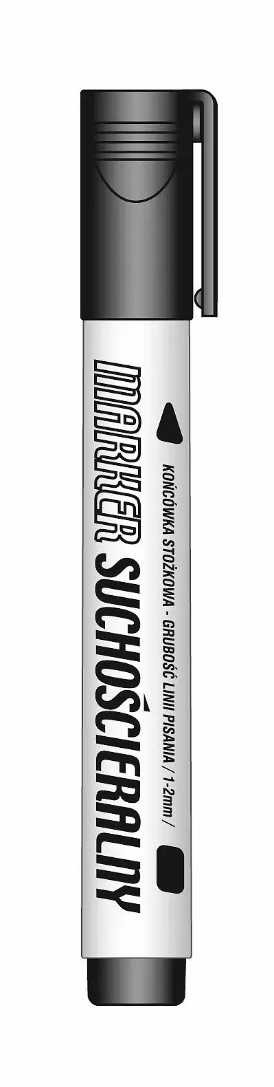 Marker suchościeralny czarny paczka 12 sztuk