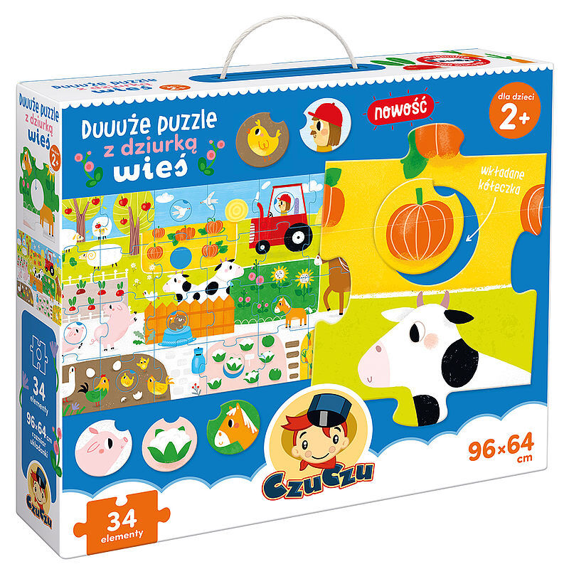 Duuuże puzzle z dziurką wieś 2+ czuczu