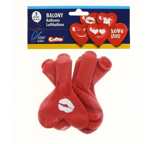 Balony Premium "5 Serduszek", czerwone serca  5 sztuk