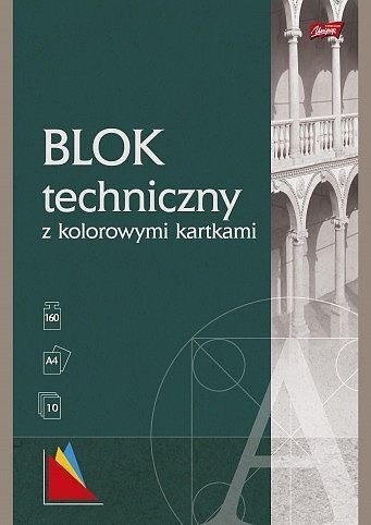 Blok techniczny a4 10k kolorowe kartki unipap pakiet 10 sztuk