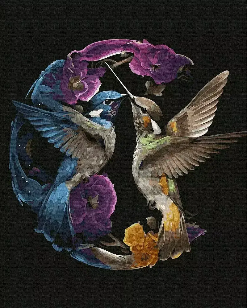 Malowanie po numerach kolorowe kolibry