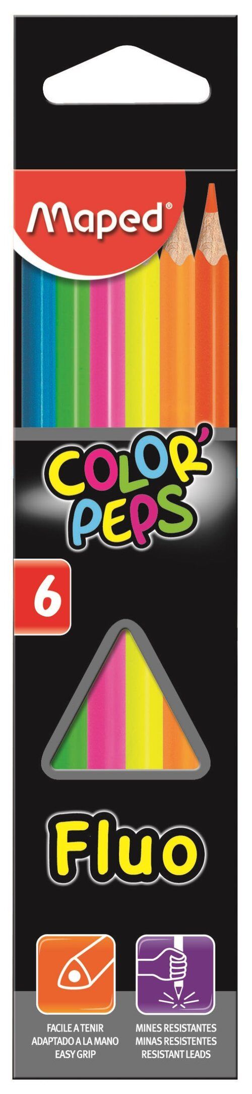 Kredki Colorpeps fluo trójkątne fluo 6 sztuk
