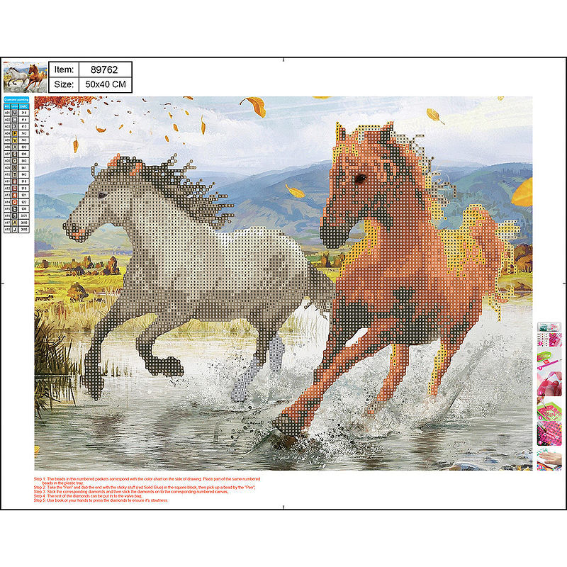 Mozaika diamentowa 5d kit 40x50 cm horses 89762 centrum