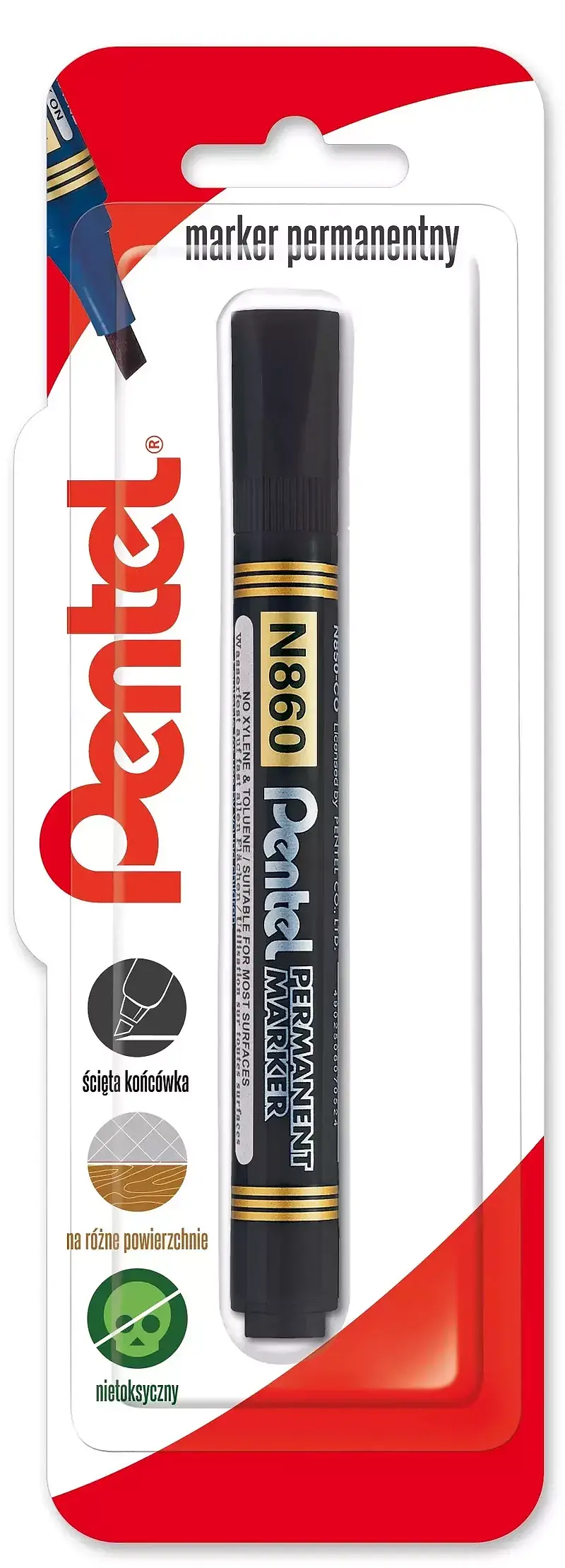 Marker permenentny z ściętą końcówka n860 czarny 1 szt