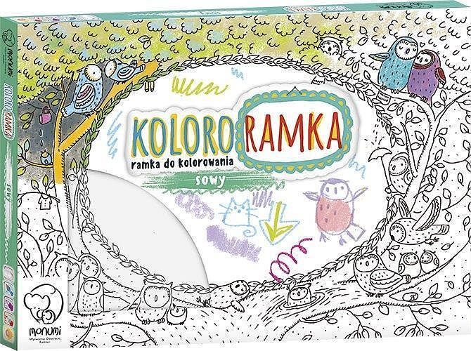 Kolorowanka ramka do zawieszenia sowy średnia