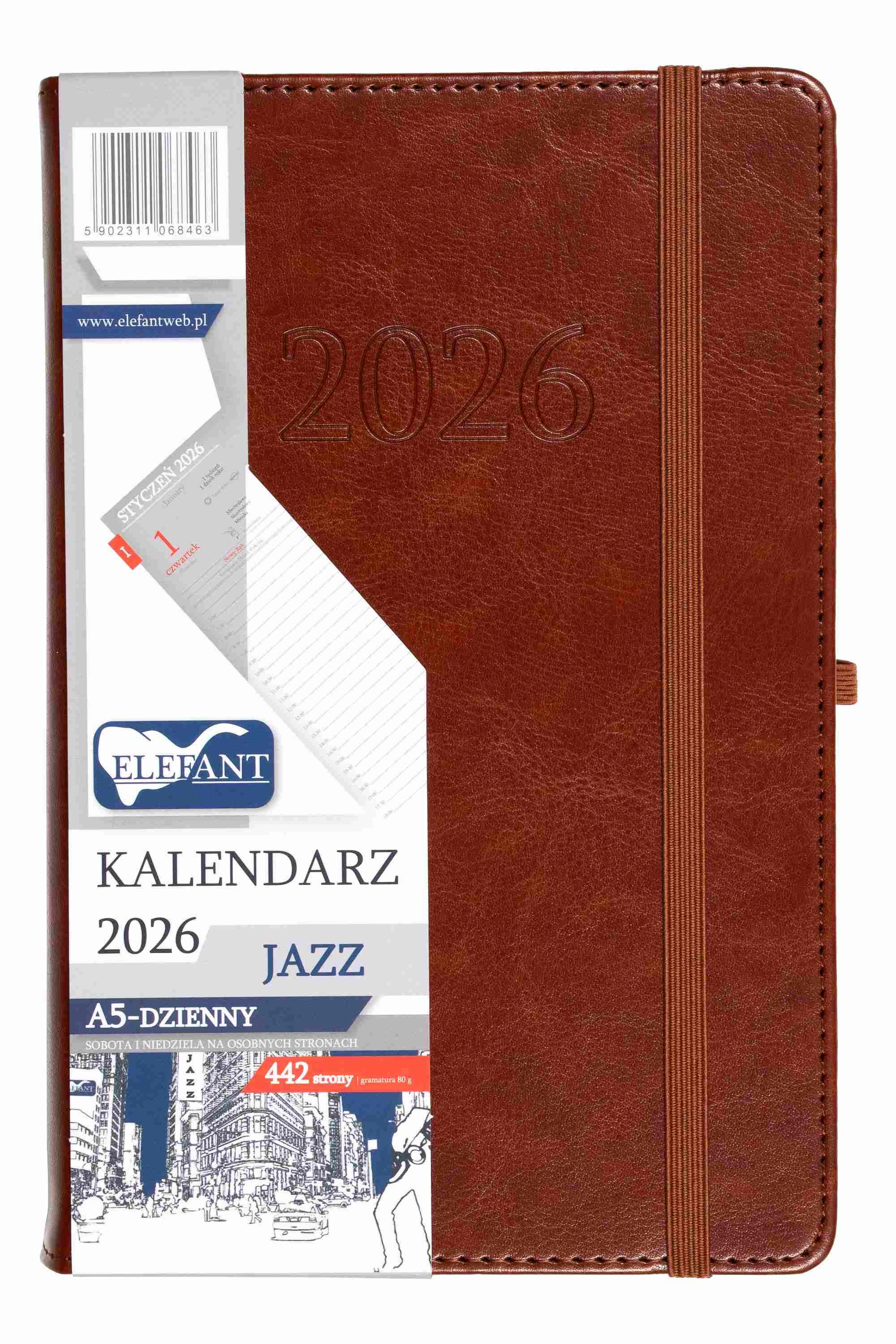Kalendarz 2026 Jazz A5 dzienny brązowy