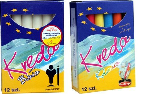Kreda niepyląca, niebrudząca okrągła biała 12 sztuk