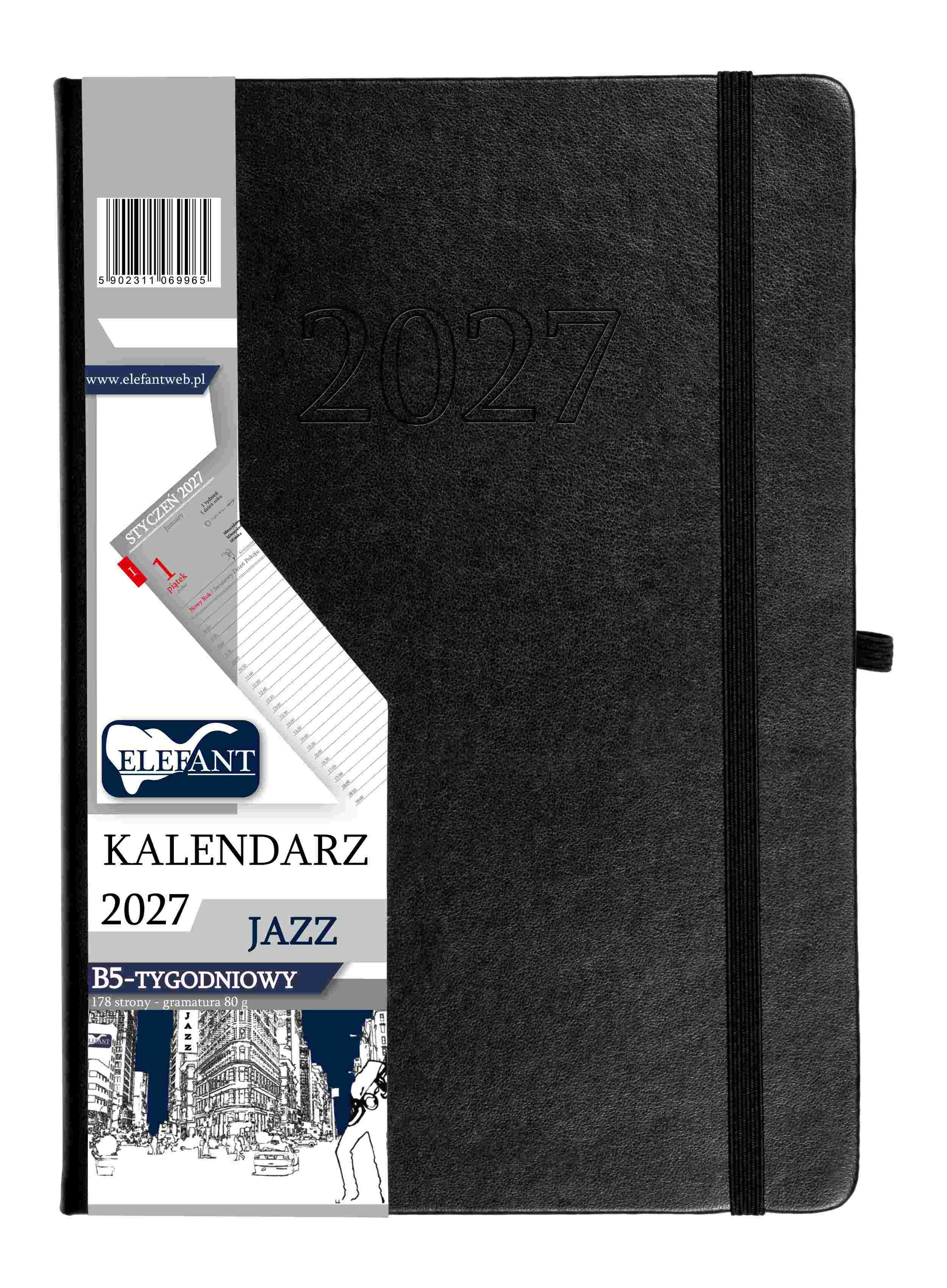 Kalendarz 2027 Jazz B5 tygodniowy czarny