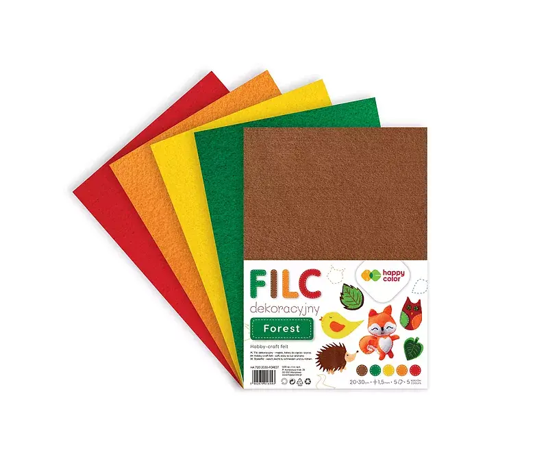 Filc dekoracyjny 20x30 cm 1,5 mm 5 arkuszy fantasy happy color