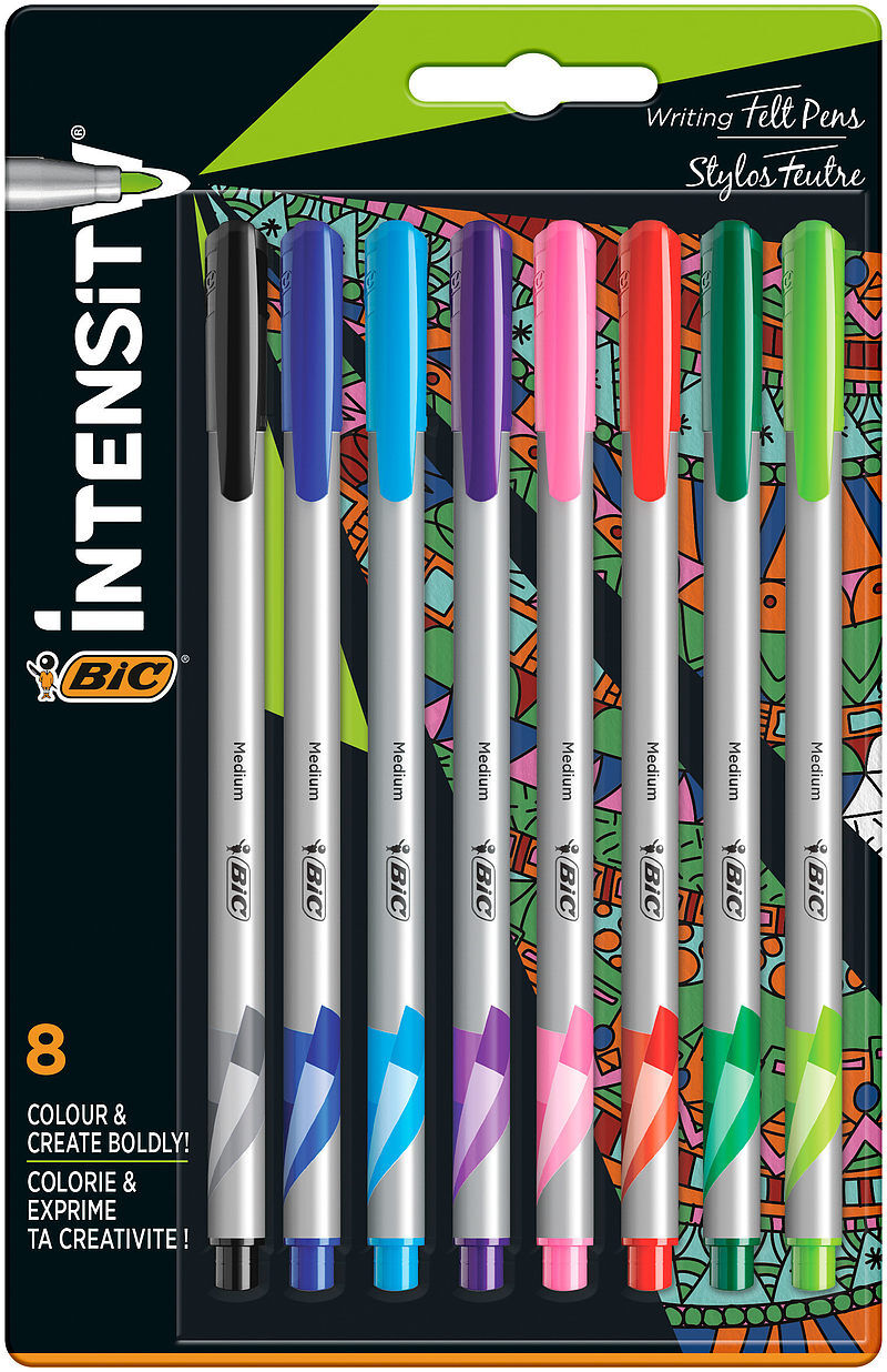 Cienkopisy bic intensity medium ast+fun 8 kolorów blister