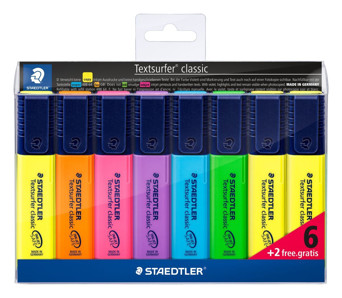 Zakreślacz Staedtler Classic 6 kolorów +2 żółte gratis