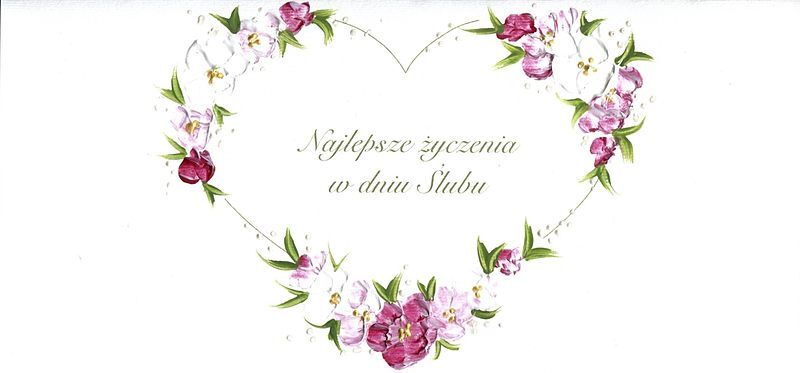 Karnet ślub duże serce mak dl s31