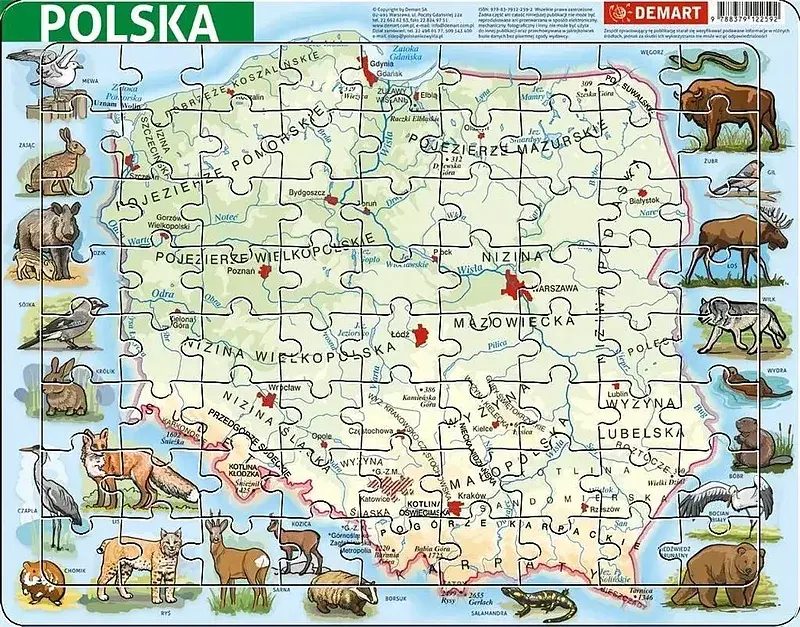 Puzzle ramkowe Polska fizyczna