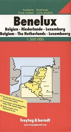Belgia Holandia Luksemburg mapa 1:500 000 freytag berndt