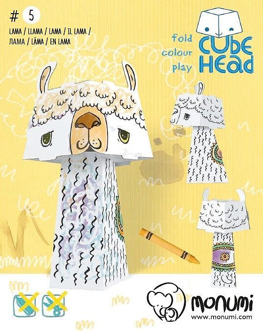 Lama cube head złóż i pokoloruj