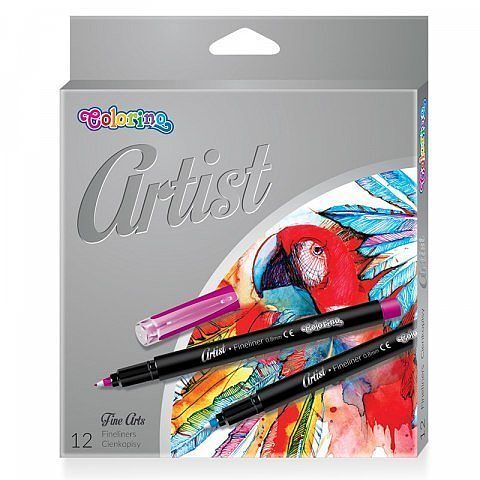 Cienkopisy z plastikową końcówką colorino artist 12 kolorów