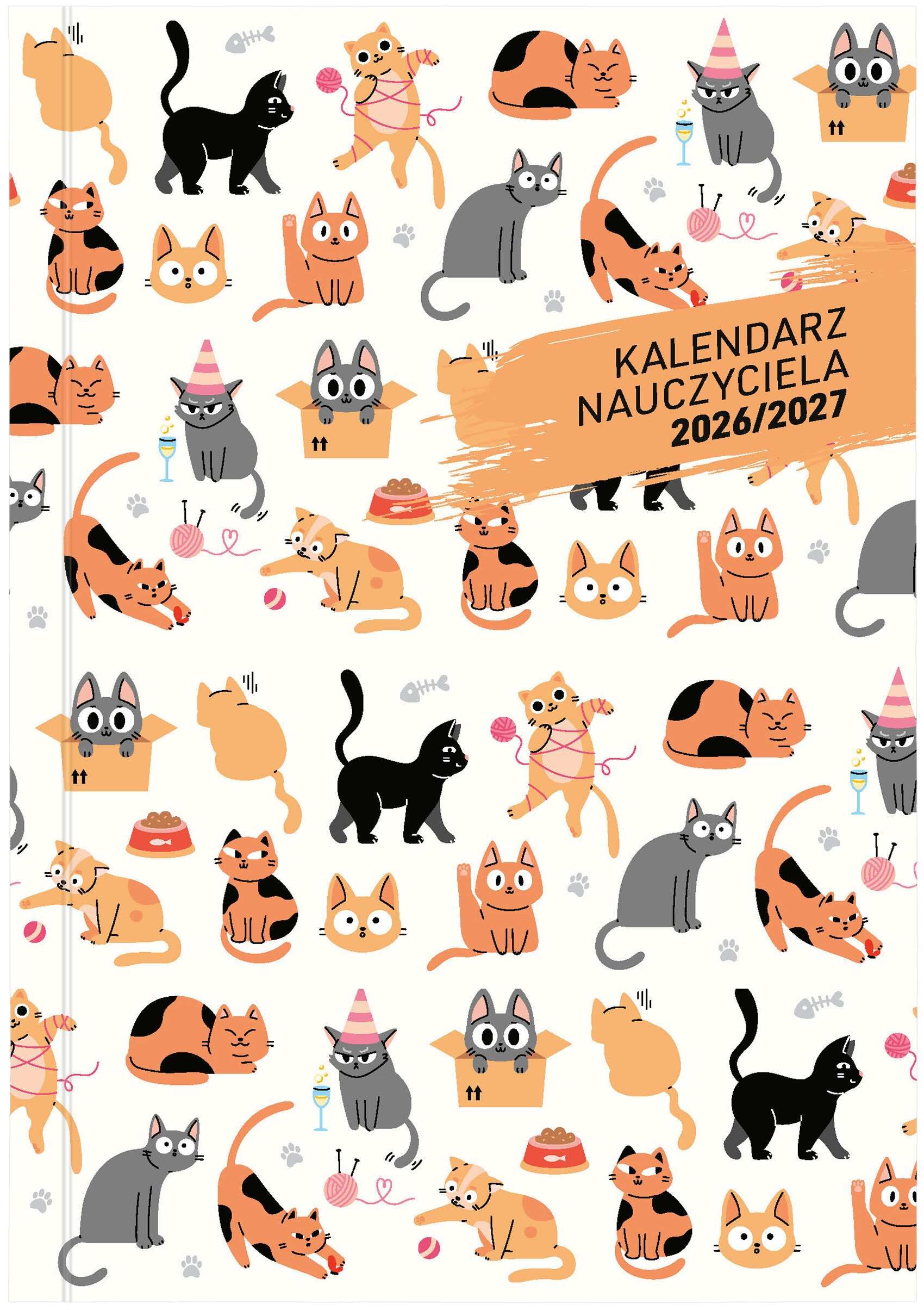 Kalendarz nauczyciela 2026/2027 B5T PCV bezbarwny koty