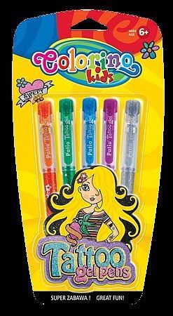 Dłuopisy colorino kids gel tattoo 5 kolorów