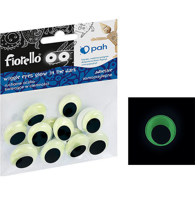 Oczka ruchome samoprzylepne fluorescencyjne 20mm 15 szt. Fiorello gr-ke15-20f
