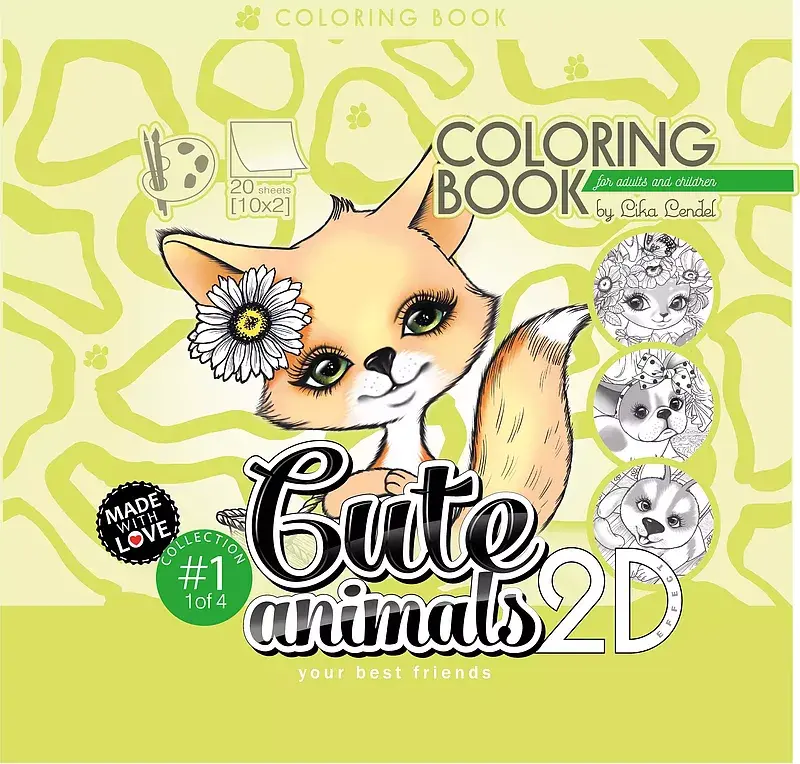 Kolorowanka antystresowa 200x200 20 kartek usztywniana 2d brokat cute animals 1