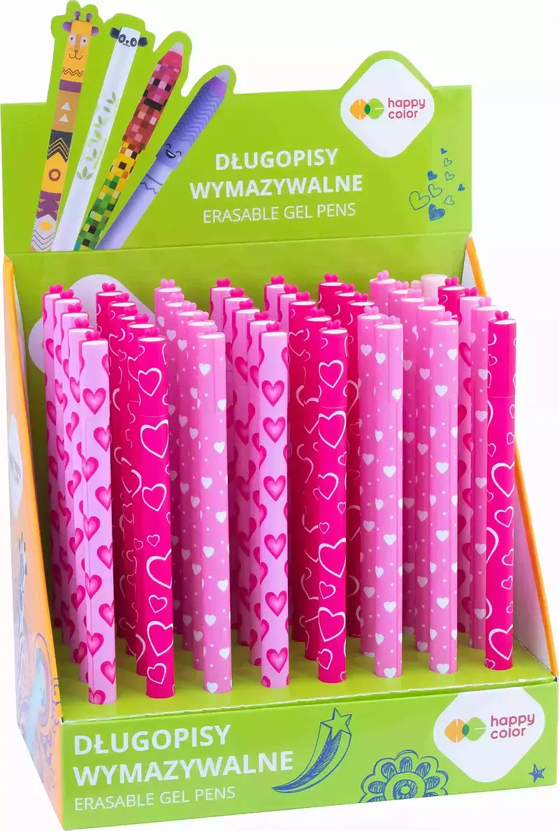 Display długopis wymazywalny pink love 0,5 mm niebieski happy color 40 szt