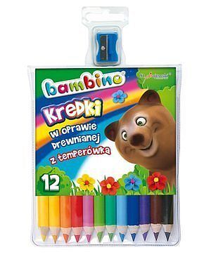 Kredki Bambino w oprawie drewnianej 12 kol. z temperówką