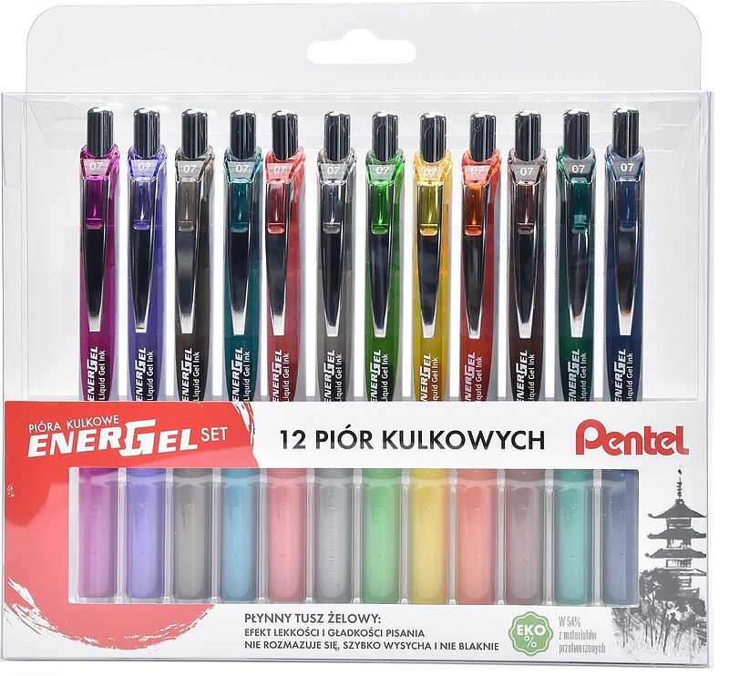 Zestaw piór energel bl77 w etui 12 kolorów