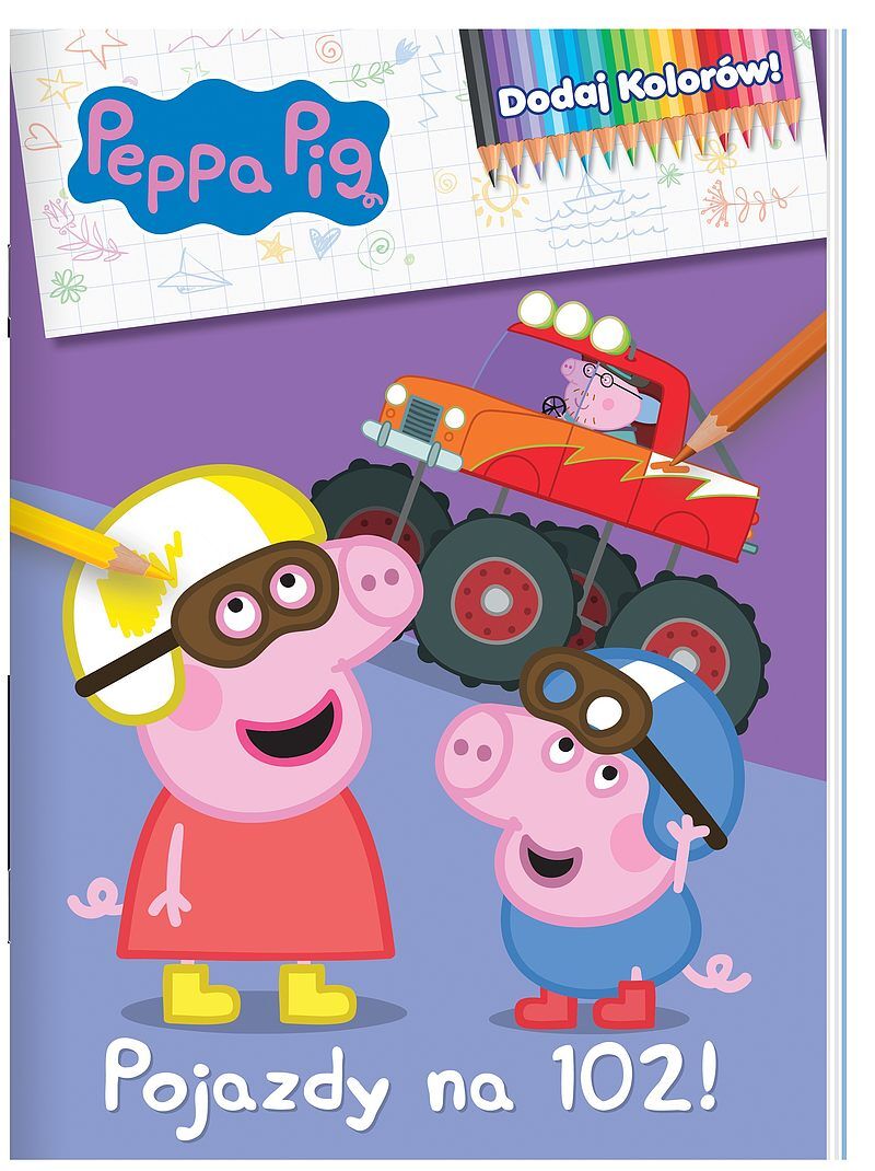 Peppa Pig. Dodaj kolorów . Pojazdy na 102!